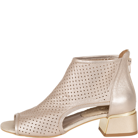 Sandały damskie na obcasie Syrena SLA 1070 skórzane, szampan