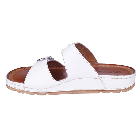 Białe komfortowe klapki skórzane damskie SYRENA SBB 221059