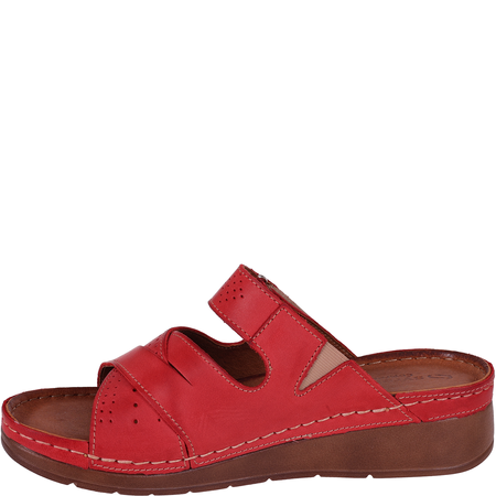 Czerwone klapki damskie skórzane marki Syrena SST 923