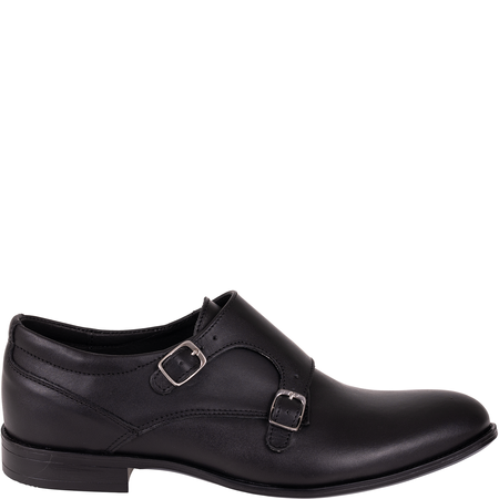 Czarne półbuty skórzane Syrena SI 311-459 z klamrami