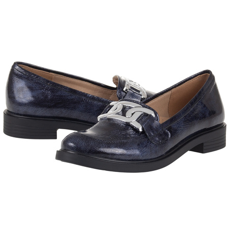 Półbuty damskie mokasyny skórzane Syrena SE 0055 granatowe