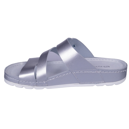 Srebrne klapki damskie skóra naturalna SYRENA SH 22293