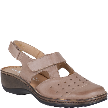 Beżowe sandały skórzane na koturnie - Syrena SH 150