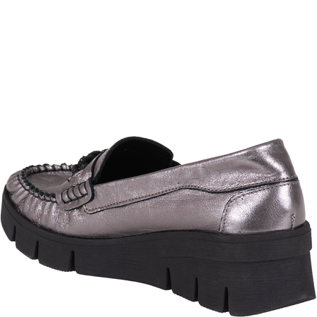 Skórzane mokasyny damskie marki Syrena SLA 989/P grafit kryształ