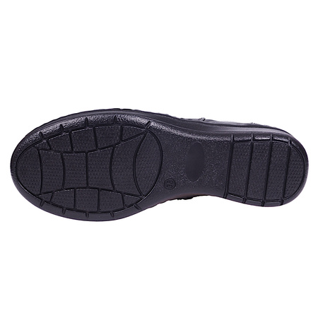 Komfortowe botki skórzane damskie na obcasie Syrena K-255 czarne