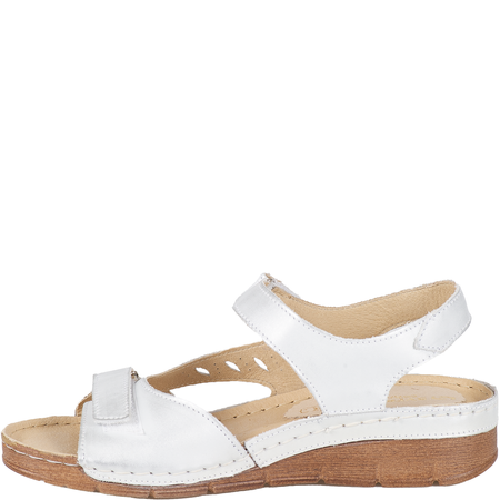 Sandały skórzane damskie Syrena SST 907 biało-srebrne