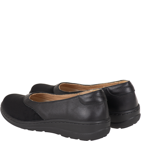 Czarne półbuty damskie, skóra-tkanina - Syrena SH 426