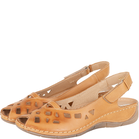 Skórzane sandały damskie ażurowe Syrena SH 4027 jasny brąz