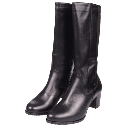 Skórzane kozaki damskie na obcasie Syrena K-267 czarne