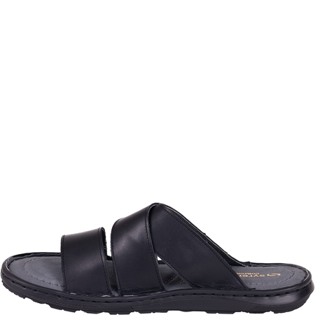 Klapki męskie skórzane marki Syrena SI 375-459 czarne