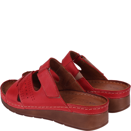 Czerwone klapki damskie skórzane marki Syrena SST 923
