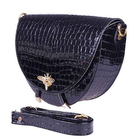 Miejska torebka damska mała listonoszka półokrągła czarna