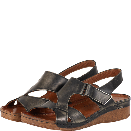 Sandały damskie skórzane SYRENA SST 908 czarno-złote