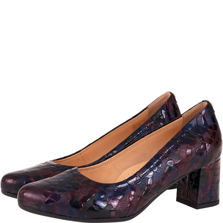 Czółenka skórzane Syrena SPU 1162V krokodyl, obcas 6 cm