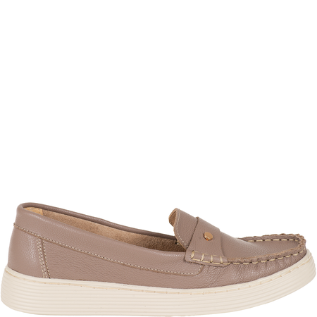 Syrena SH 440 khaki - skórzane mokasyny damskie na wiosnę