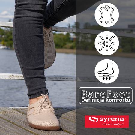 Półbuty damskie marki Syrena SH 715-2B ecru - Skóra naturalna