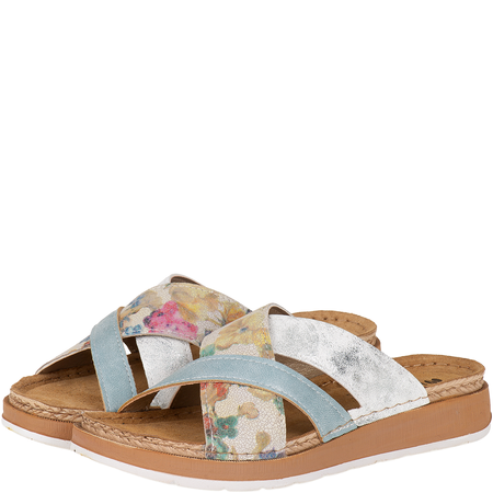 Inblu GS000052 białe klapki z motywem kwiatowym