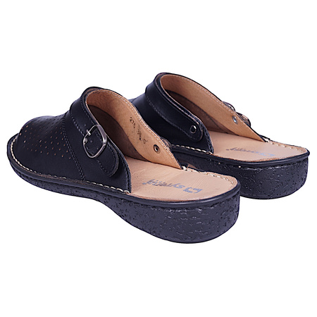 Skórzane komfortowe klapki damskie Syrena SH 275 czarne