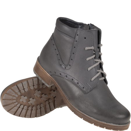Botki damskie Syrena SST 4044 grafitowe – skórzane, komfortowe