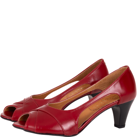 Czółenka na obcasie czerwone skórzane marki Syrena SWB 128