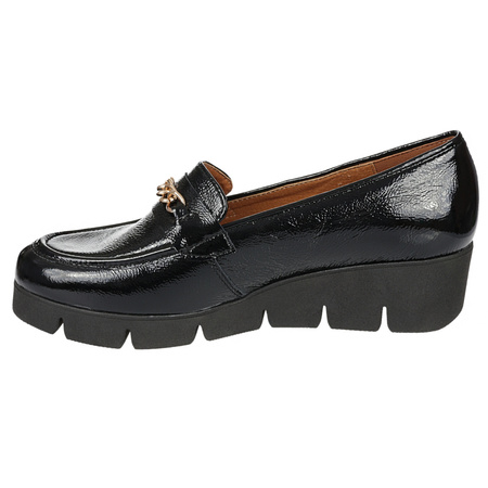 Półbuty na koturnie skórzane, czarne Syrena SWB 028