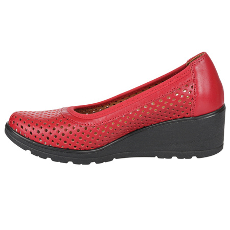 Półbuty ażurowe damskie skórzane Syrena SWB 026 czerwone