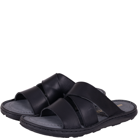 Klapki męskie skórzane marki Syrena SI 375-459 czarne