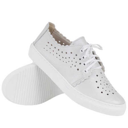 Półbuty ażurowe damskie skóra naturalna Syrena SE 0502 perła