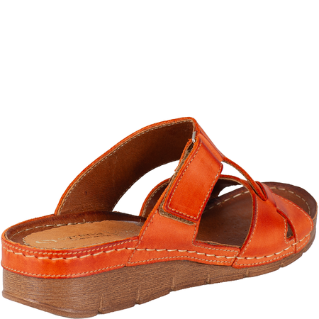Klapki damskie skórzane Syrena SST 908/K pomarańczowe