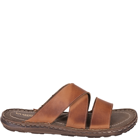 Klapki męskie skórzane marki Syrena SI 375-868 brązowe