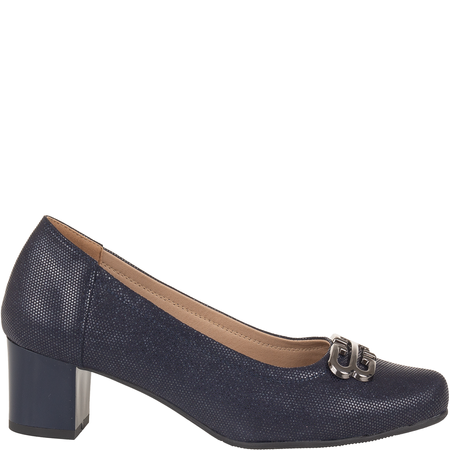 Czółenka na słupku Syrena SE P-293/1 granatowe - skóra