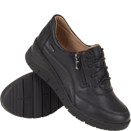 Półbuty Syrena SH 427 czarne skórzane - komfort na koturnie