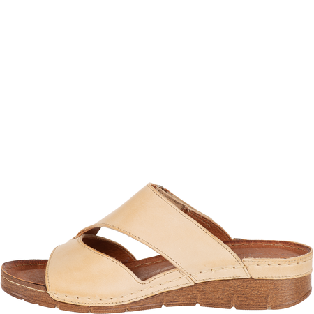 Klapki damskie skórzane marki Syrena SST 908/K beżowe