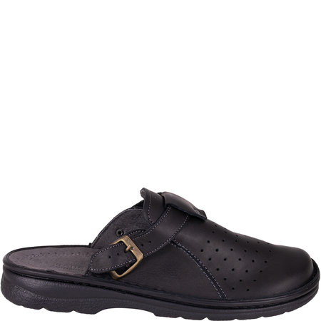 Klapki męskie Syrena SH 812 czarne skóra naturalna