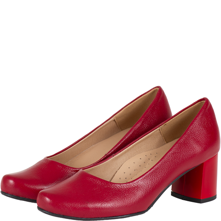 Czółenka damskie skórzane Syrena SE 7115E czerwony groch