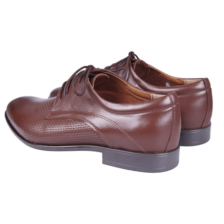 Półbuty męskie pantofle wizytowe skórzane marki Syrena SE 929 brąz