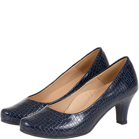 Czółenka damskie skóra naturalna Syrena SE 7115 granatowe