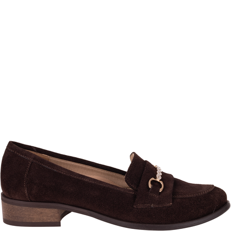 Mokasyny damskie Syrena SE P-287 czekolada skóra zamszowa