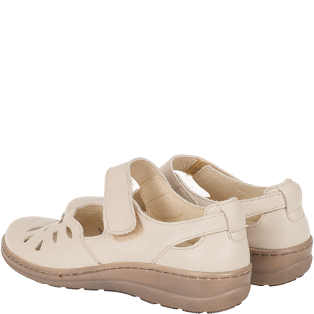 Syrena SH 4043 ecru - półbuty skórzane damskie na wiosnę