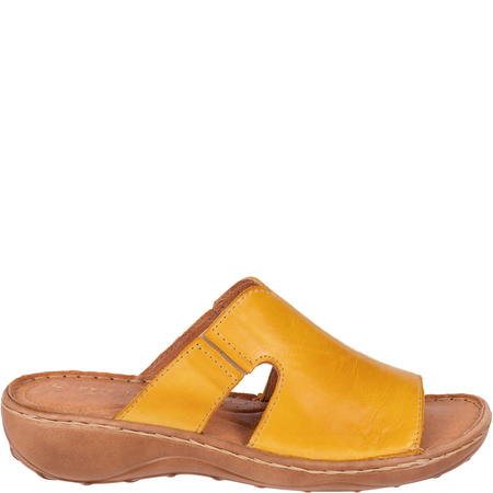 Skórzane klapki damskie marki Syrena SST 663 żółte
