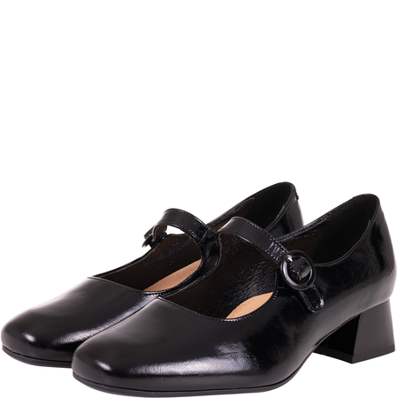 Czółenka skórzane Syrena SPU 1285 czarne lakierowane