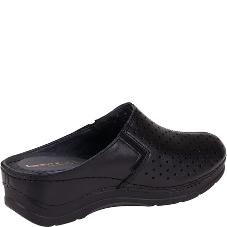 Skórzane klapki Syrena SWB 562 czarne, koturn 4,5 cm