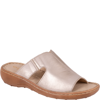 Skórzane klapki damskie marki Syrena SST 663 beżowo-złote