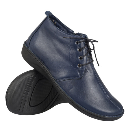 Trzewiki damskie skórzane marki Syrena K-230 granatowe