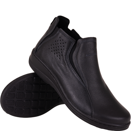 Botki damskie Helios 566 czarne - skóra naturalna