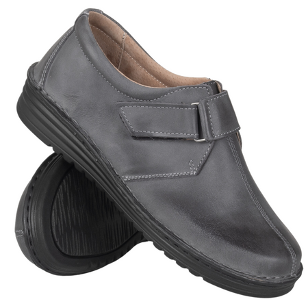 Szare półbuty damskie na rzepy SOT 069/M marki Syrena