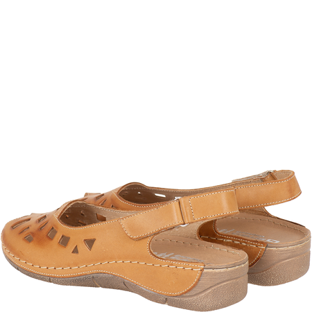 Skórzane sandały damskie ażurowe Syrena SH 4027 jasny brąz