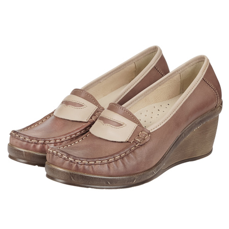 Półbuty damskie na koturnie Syrena SST 1593/50 brązowe