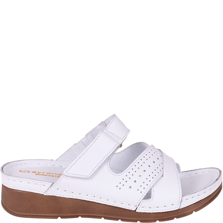 Białe klapki damskie skórzane marki Syrena SST 923