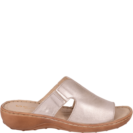 Skórzane klapki damskie marki Syrena SST 663 beżowo-złote